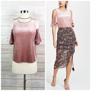 Rebecca Minkoff Monsoon Velvet Top Blush Pink XXS